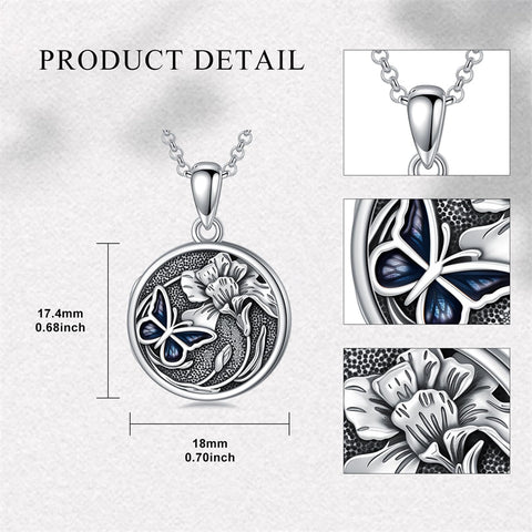 Sterling Silver Butterfly Photo Locket Necklace