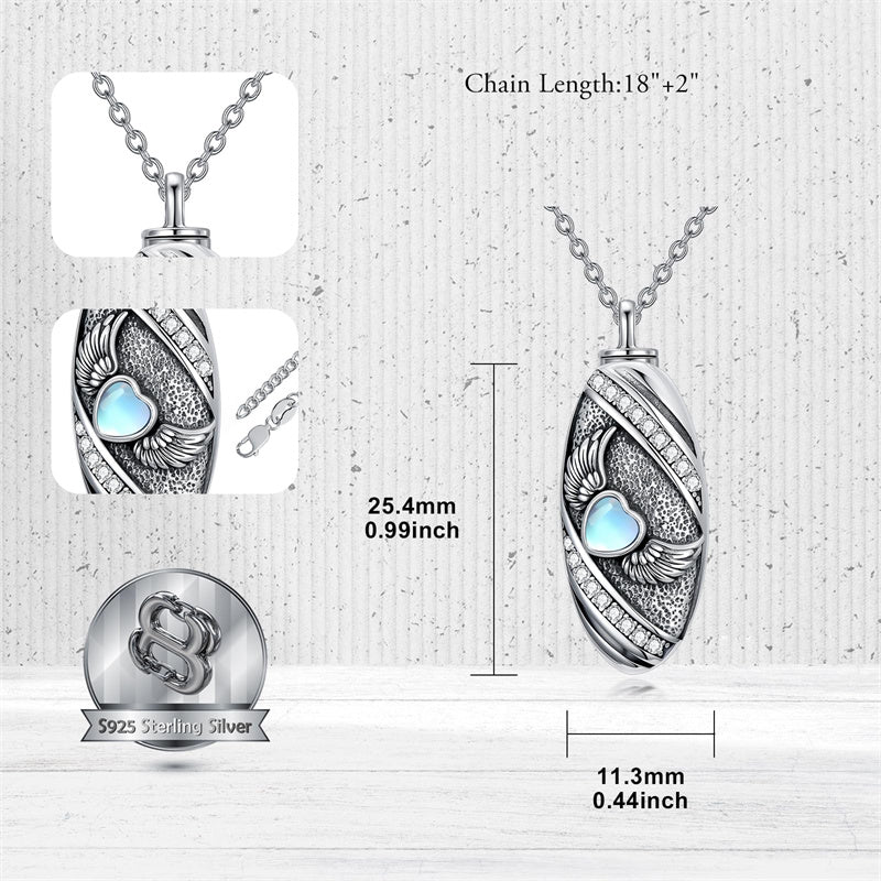 Sterling Silver Oval Paw Prints Dog FootPrints  Heart Rabbit Urn Necklace for Ashes Keepsake Jewelry for Women