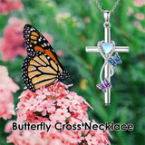 Sterling Silver Cross Moonstone Dragonfly Butterfly Bee Hummingbird Ladybug Pendant  Necklace for Women