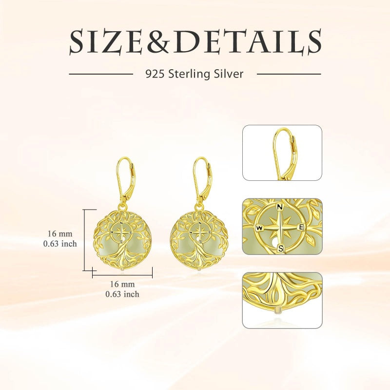 14K Gold Plated Natural Jade  Earrings for Women Good Fortune Jewelry Birthday Mother's Day Gifts