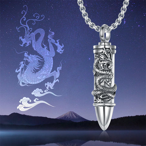 Ashes Keepsake Necklace 925 Sterling Silver Dragon Pendant Urn Cremation Jewelry for Women Men Birthday Valentine's Day Mother's Day Gift