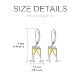 Champagne Earrings for Eomen S925 Sterling Silver Wine Drop Dangle Earrings Wine Jewelry Gift for Women Girls