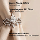 Sterling Silver 10K 14K 18K Gold 1CT-4CT Heart Round Teardrop Oval Moissanite Engagement Rings Set for Women