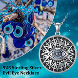 Evil Eye Necklace 925 Sterling Silver I Love You 100 Languages Necklace Evil Eye Pendant Jewelry Gifts for Women Men
