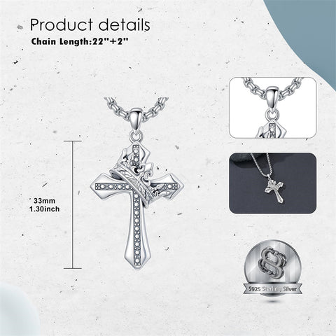 Sterling Silver Cross Christian Pendant Necklace