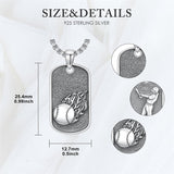 Sterling Silver Dog Tag Baseball Basketball Softball Soccer Pendant Necklace for Men