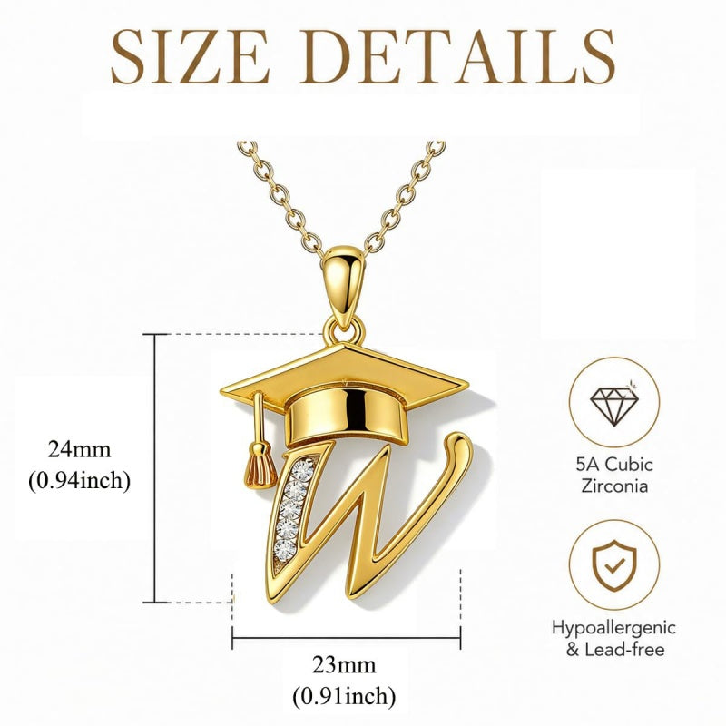Initial  Graduation 14K Gold Plated Inspiring Grad Pendant Necklace Graduations Jewelry Gifts