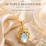 14K Gold Plated Moonstone Octopus Sea Turtle Conch Shell Starfish Seashell Ocean Necklace for Women