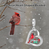Sterling Silver Red Cardinal Bird Charm Beads