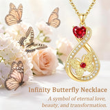 14K Gold Plated Infinity Birthstone  Butterfly Cross Necklace for Women