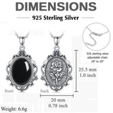Sterling Silver Blue Sandstone Moonstone Turquoise Obsidian Vintage Rose Pendant Necklace