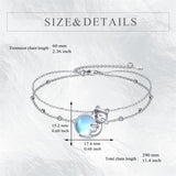 Cat Bracelet/ Anklet With Birthstone 925 Sterling Silver Cat  Gift For Women Daughter Mother