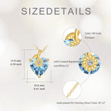 10K 14K 18K Yellow Gold Heart Birthstone Sunflower Pendant Necklace