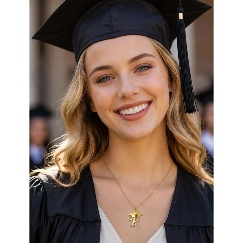 Initial  Graduation 14K Gold Plated Inspiring Grad Pendant Necklace Graduations Jewelry Gifts