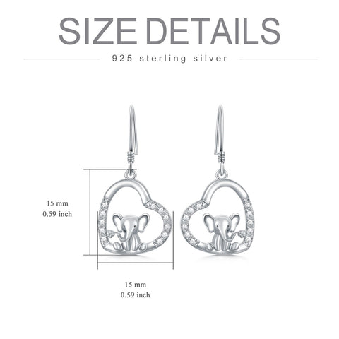 Sterling Silver Elephant Drop Earrings