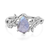 Sterling Silver 10K 14K 18K  Gold Pear Gemstone Vintage Engagement Wedding Promise Anniversary Ring