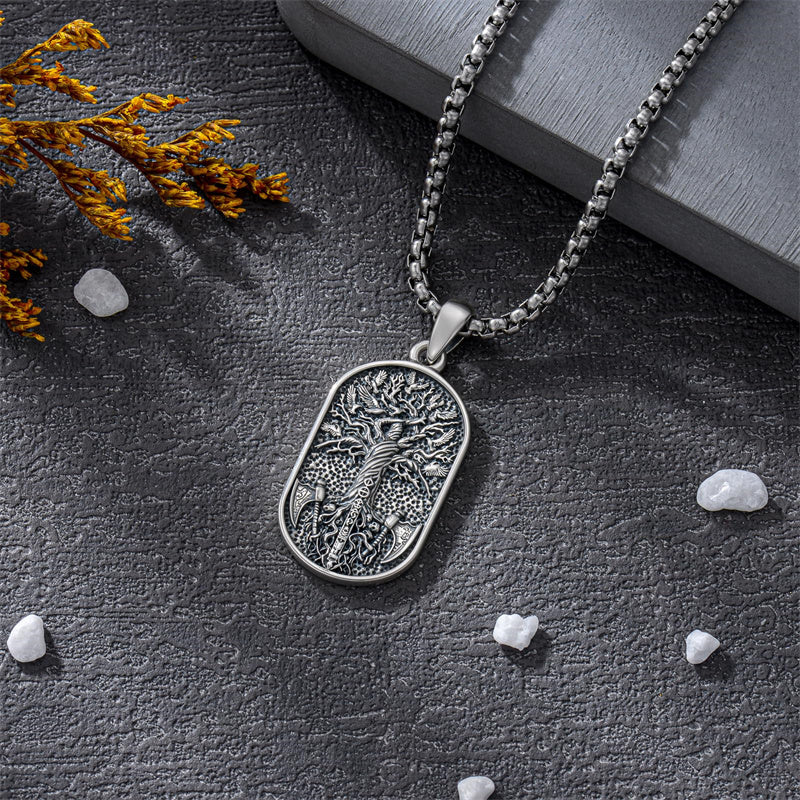 Sterling Silver Memento Mori Tree of Life Anubis Pendant Viking Amulet   Protection Pendant Necklace Egyptian Jewelry Christmas Birthday Gifts