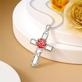 Sterling Silver Lion Semicolon Rose Sunflower Cross Pendant Religious Necklace
