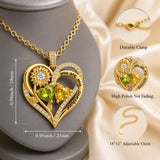 Double Birthstone Necklace 14K Gold Plated You Are My Sunshine Sunflower Necklace Heart Pendant Necklace