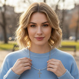 Sterling Silver Orthodox Cross Pendant Necklace Religious Gift