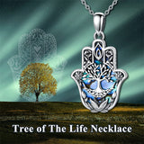 Sterling Silver Hamsa Tree of Life Viking Lion Butterfly Evil Eye Yin Yang Eye of Horus Pendant Necklace