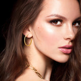 14K Gold Plated Cubic Zirconia Layered Dual-Hoop Earrings for Women