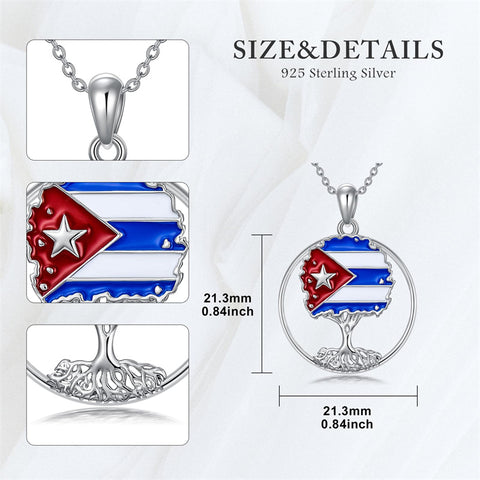Sterling Silver Butterfly Frog Tree of Life Puerto Rico Flag Pendant Necklace