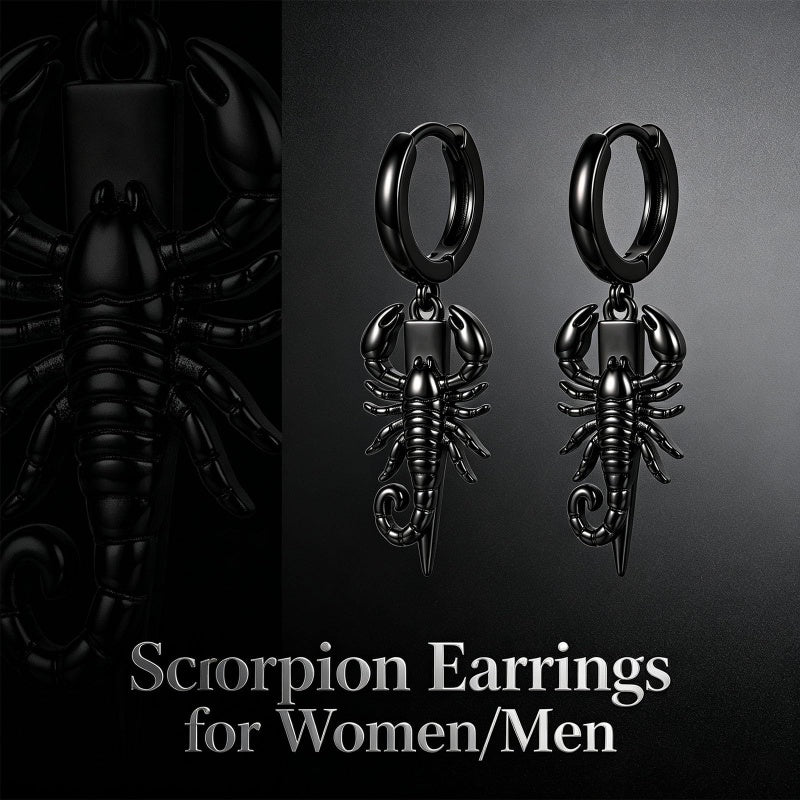 Sterling Silver Feather Arrow  Skull Spider Bat Scorpion Hoop Earrings Halloween Christmas Gift