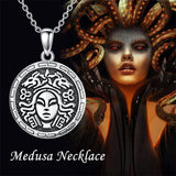Sterling Silver Sunflower Medusa Triple Moon Goddess Amulet Pendant Necklace