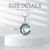 Sun and Moon Necklace for Women 925 Sterling Silver Moonstone Pendant Jewelry for Birthday Christmas