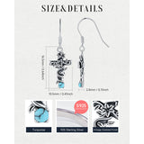 Sterling Silver Turquoise Flower Cross Dangle Earrings