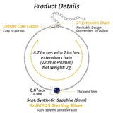 Sterling Silver Simple Dainty Round Heart Birthstone Single Layer Charm Anklet