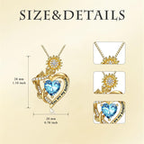 10K 14K 18K Gold  12 Months Birthstones Sunflower Pendant Necklace Engraved with You are My Sunshine