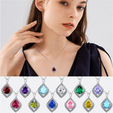 Sterling Silver Birthstone Teardrop Infinity Celtic Knot Pendant Necklace