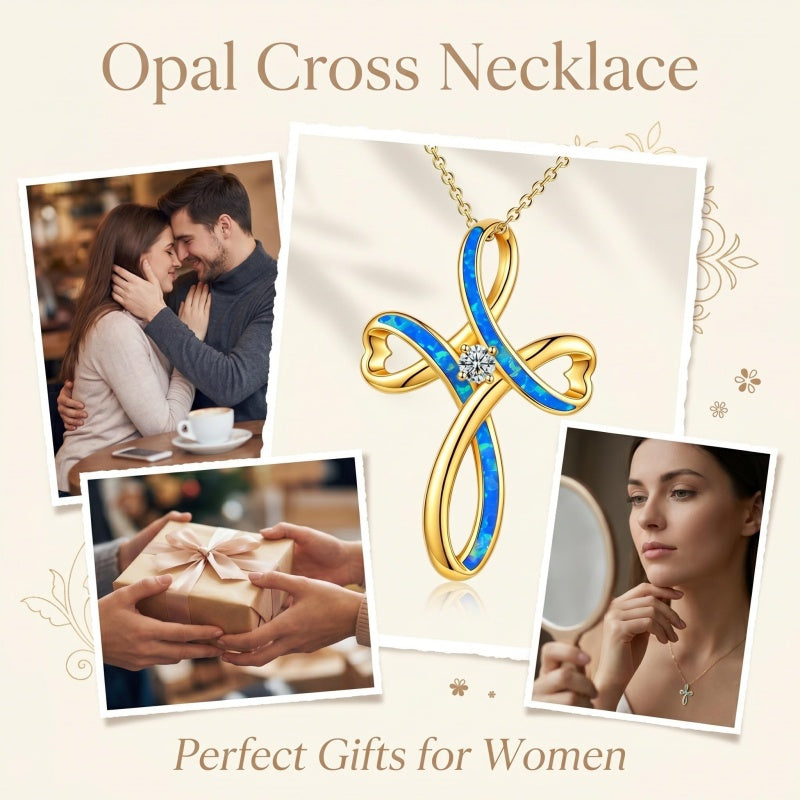 14K Gold Plated Faith Cross Pendant Necklace Religious Gifts for Women