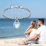 Lock Moonstone Urns Bracelet for Ashes Lock of Love Heart Clasp Charms Urn Ashes Bracelet 925 Sterling Silver Cremation Keepsake Bracelet Jewelry