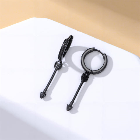 Sterling Silver Feather Arrowhead Axe Hoop Earrings