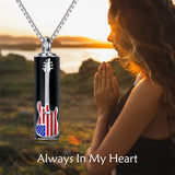 Urn Necklace for Ashes Sterling Silver Cremation Pendant Guitar American Flag Memorial Jewelry Gifts for Men Women