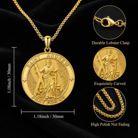 Patron Saint Medal Gold Plated Catholic Pendant Christian Religious Necklace Amulet Jewelry