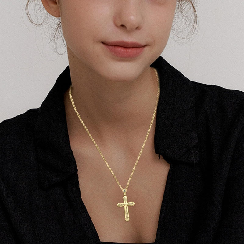 14K Gold Plated Cross Pendant Necklace for Men