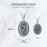 Sterling Silver St Anthony Francis Joseph Peregrine Raphael Sebastian Medal  Protection Pendant Necklace