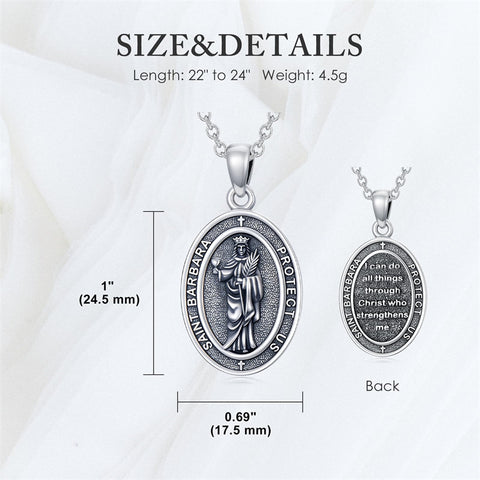 Sterling Silver St Anthony Francis Joseph Peregrine Raphael Sebastian Medal  Protection Pendant Necklace