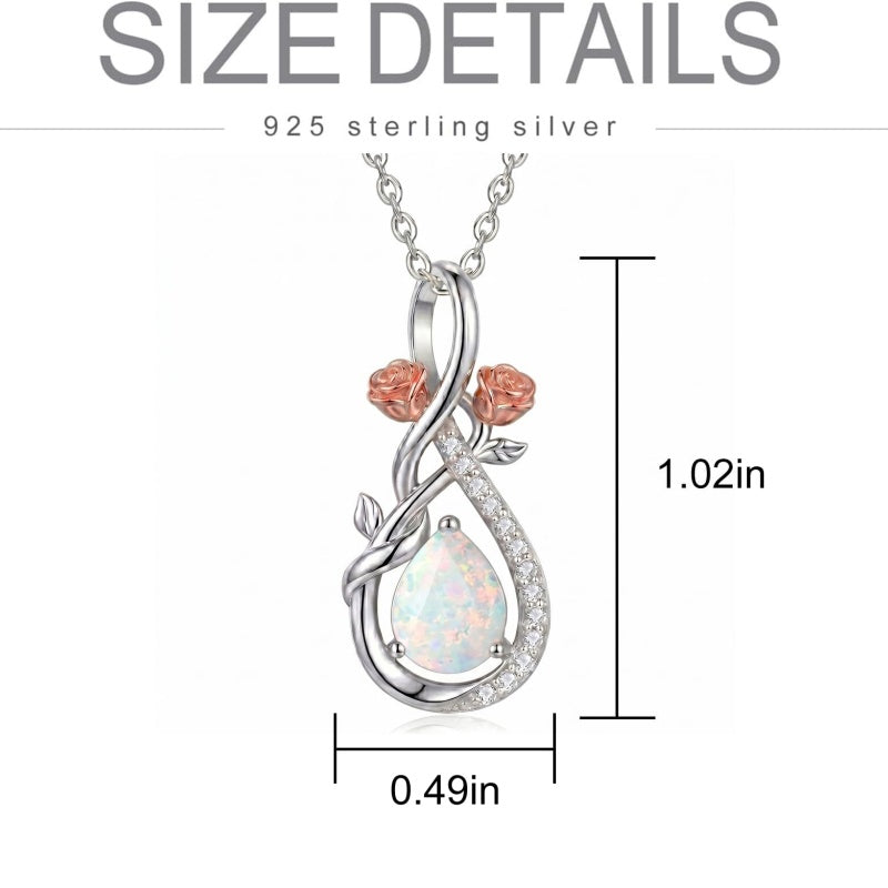 Sterling Silver Teardrop Gemstone Rose Butterfly Infinity Heart Necklace for Women