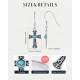 Sterling Silver Turquoise Cross Dangle Earrings