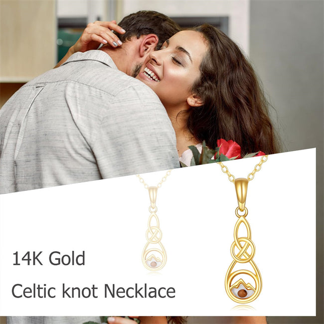 14K Solid Gold Mustard Seed Necklace Celtic Knot Mustard Seed Pendant Necklace Mustard Seed Jewelry Gifts for Women