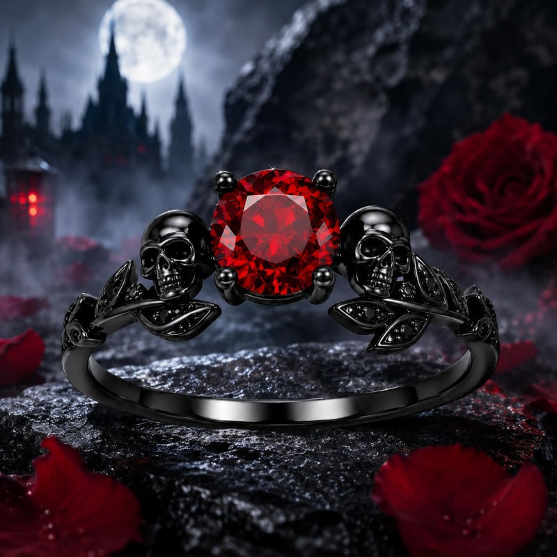 Sterling Silver 10K 14K 18K Gold Personalized Gothic Skull Ring Exquisite Spooky Jewelry for Halloween Lovers