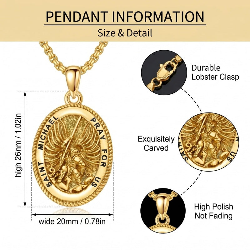14K Gold PlatedJesus Saint Michael Saint George Saint Jude Pendant Necklace