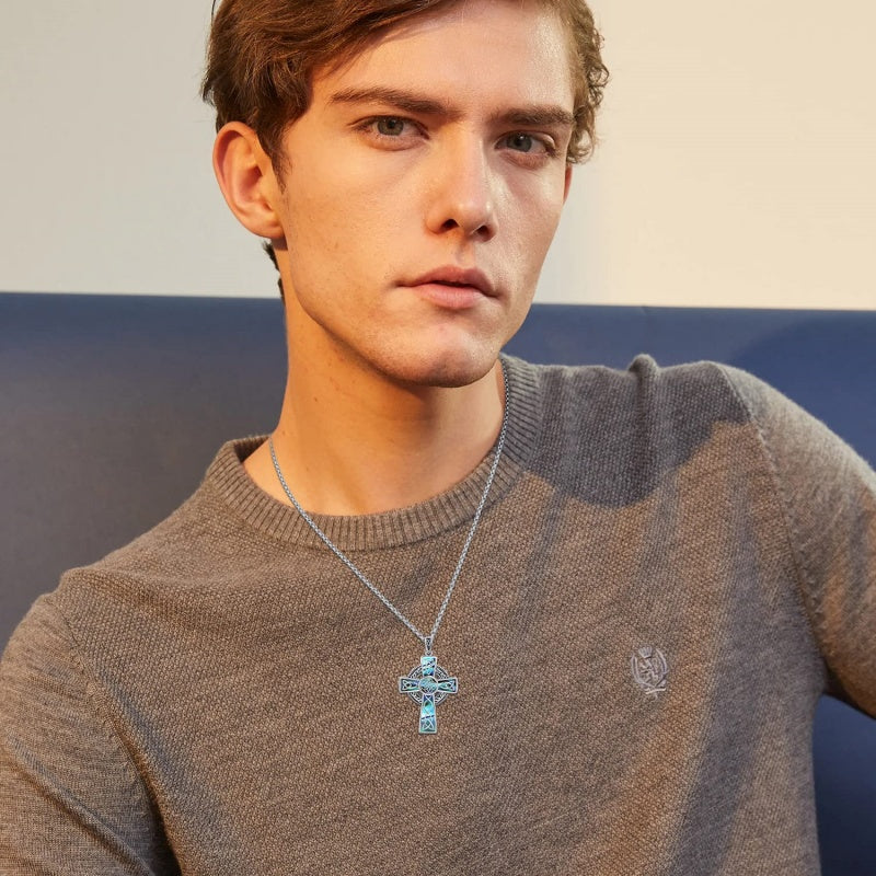 14K Gold Plated Celtic Vikin Cross Pendant Necklace Irish Jewelry Religious Protective Gift