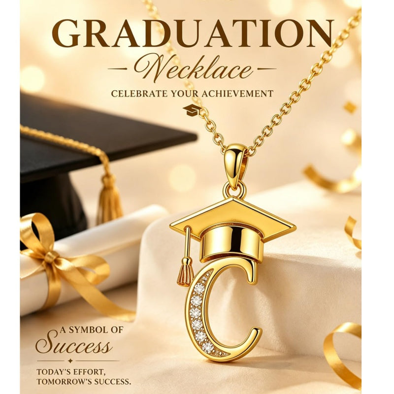Initial  Graduation 14K Gold Plated Inspiring Grad Pendant Necklace Graduations Jewelry Gifts
