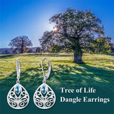 Filigree Tree of Life Earrings Sterling Silver Leverback Teardrop Dangle Drop Earrings Jewelry Gifts for Women Girls